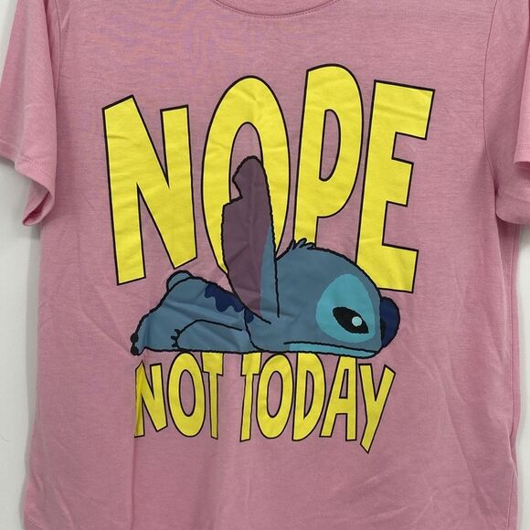 Disney Stitch Juniors Pink t-shirt Nope Not Today XL 15-17 - Picture 2 of 6